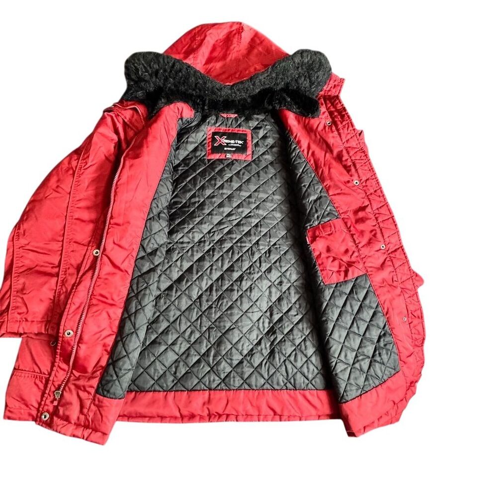 Xtreme-Tek Men's Red Hooded Parka Coat Size 30/32. Winter Casual